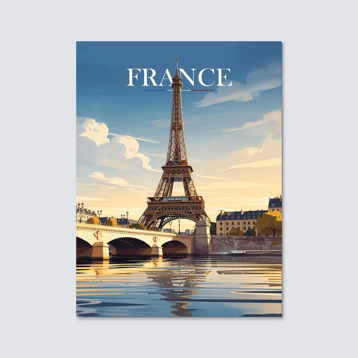 Tableau Tour Eiffel - Emblème de la France - Illustration | en Métal Format A3