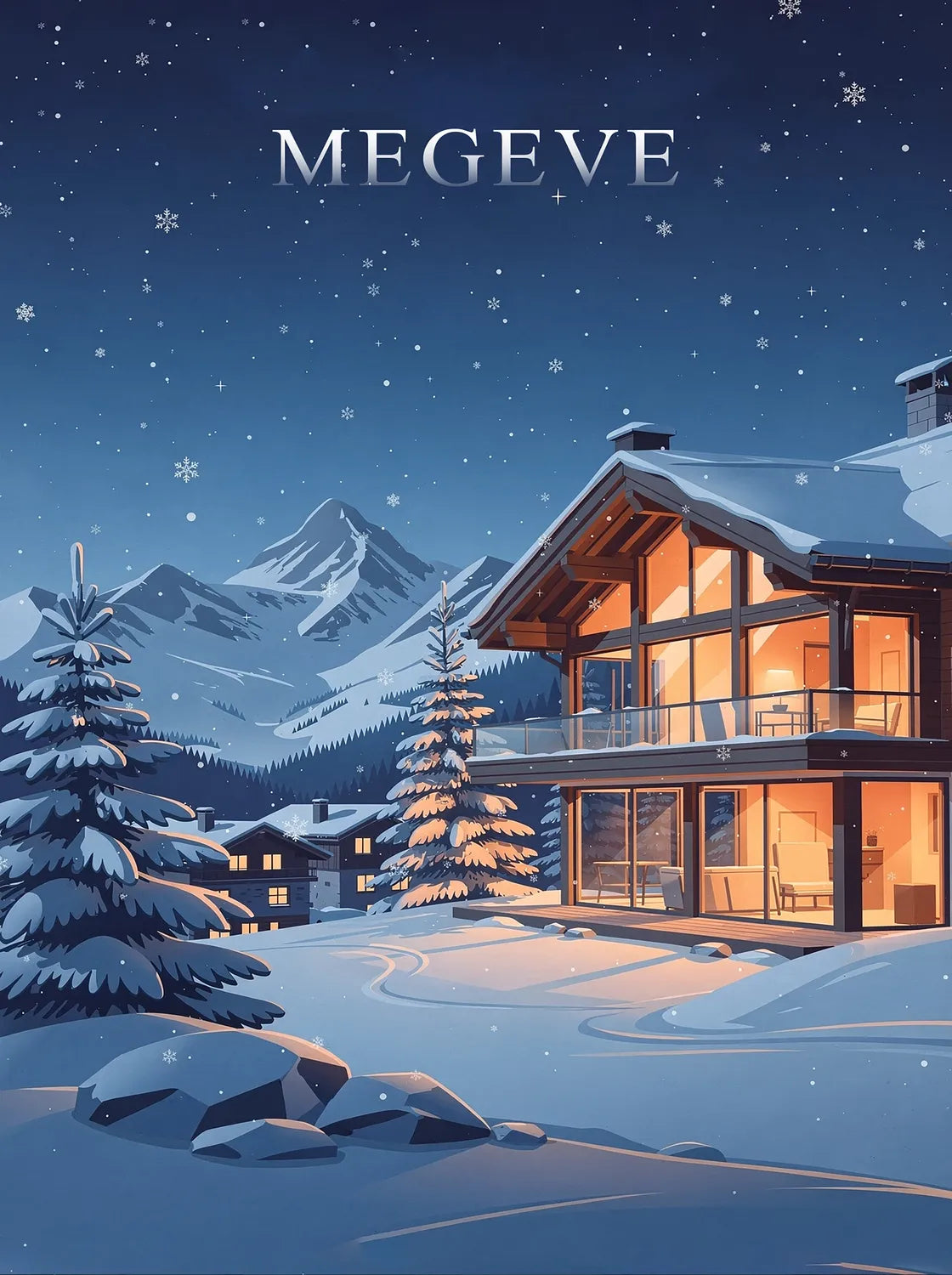 Tableau Megève - Illustration | en Métal Format A3