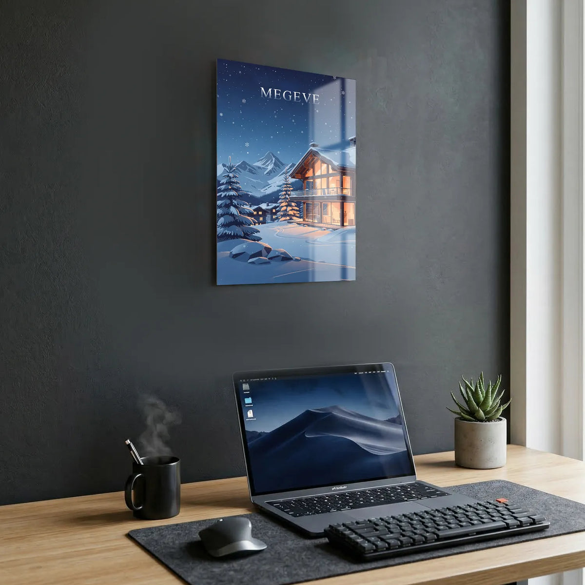Tableau Megève - Illustration | en Métal Format A3