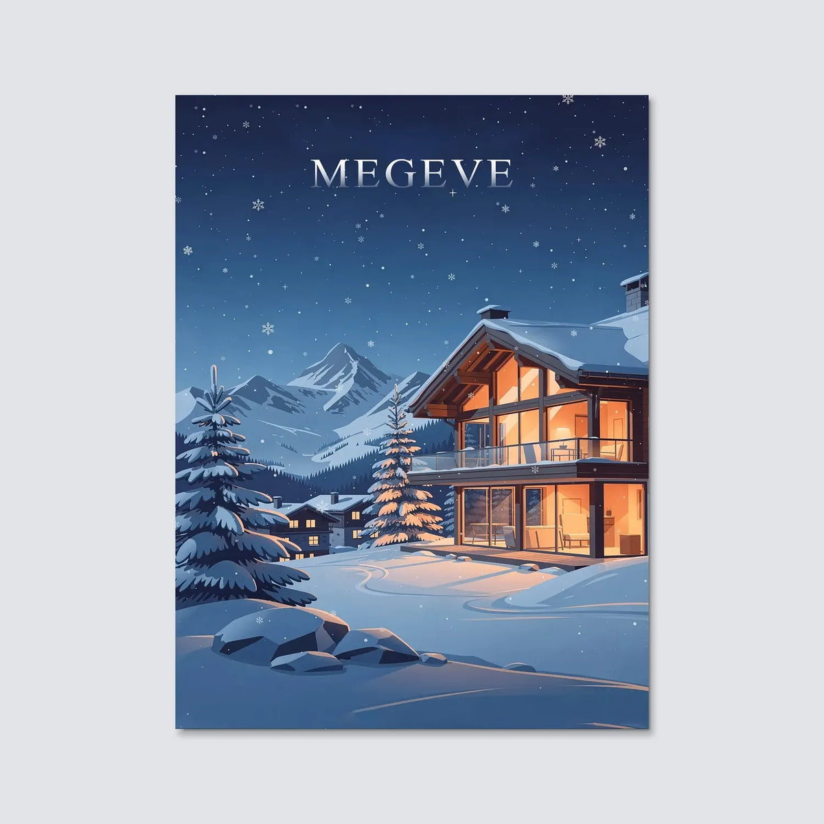 Tableau Megève - Illustration | en Métal Format A3