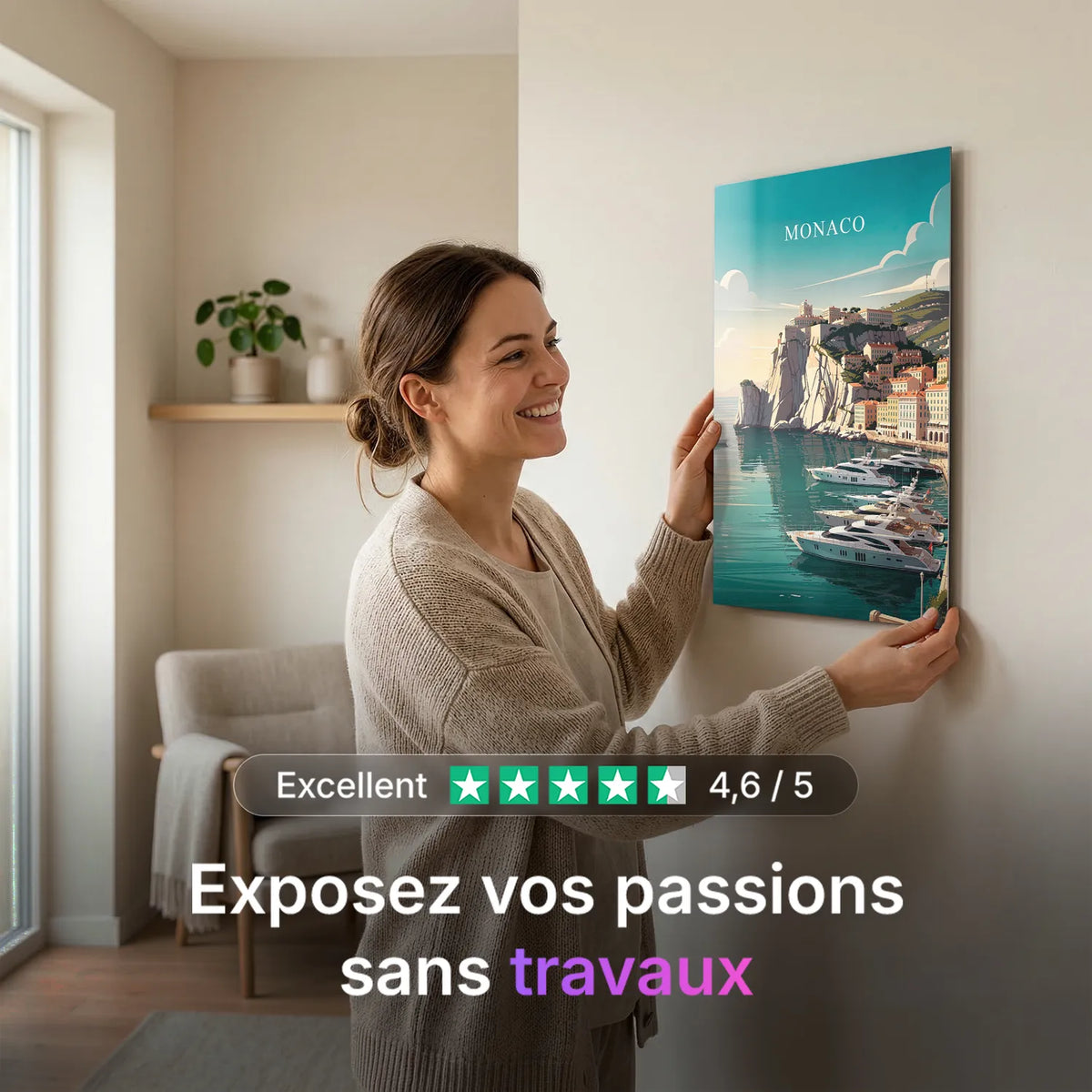 Tableau Monaco - Illustration | en Métal Format A3