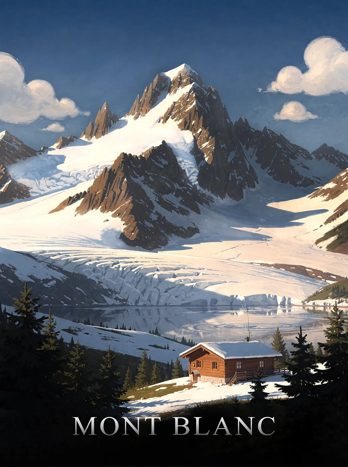 Tableau Mont Blanc - Illustration | en Métal Format A3