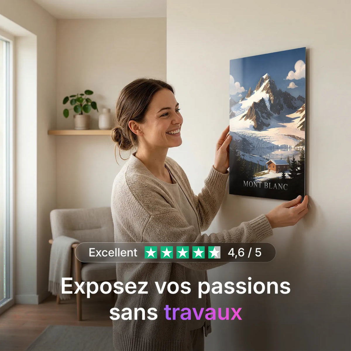 Tableau Mont Blanc - Illustration | en Métal Format A3