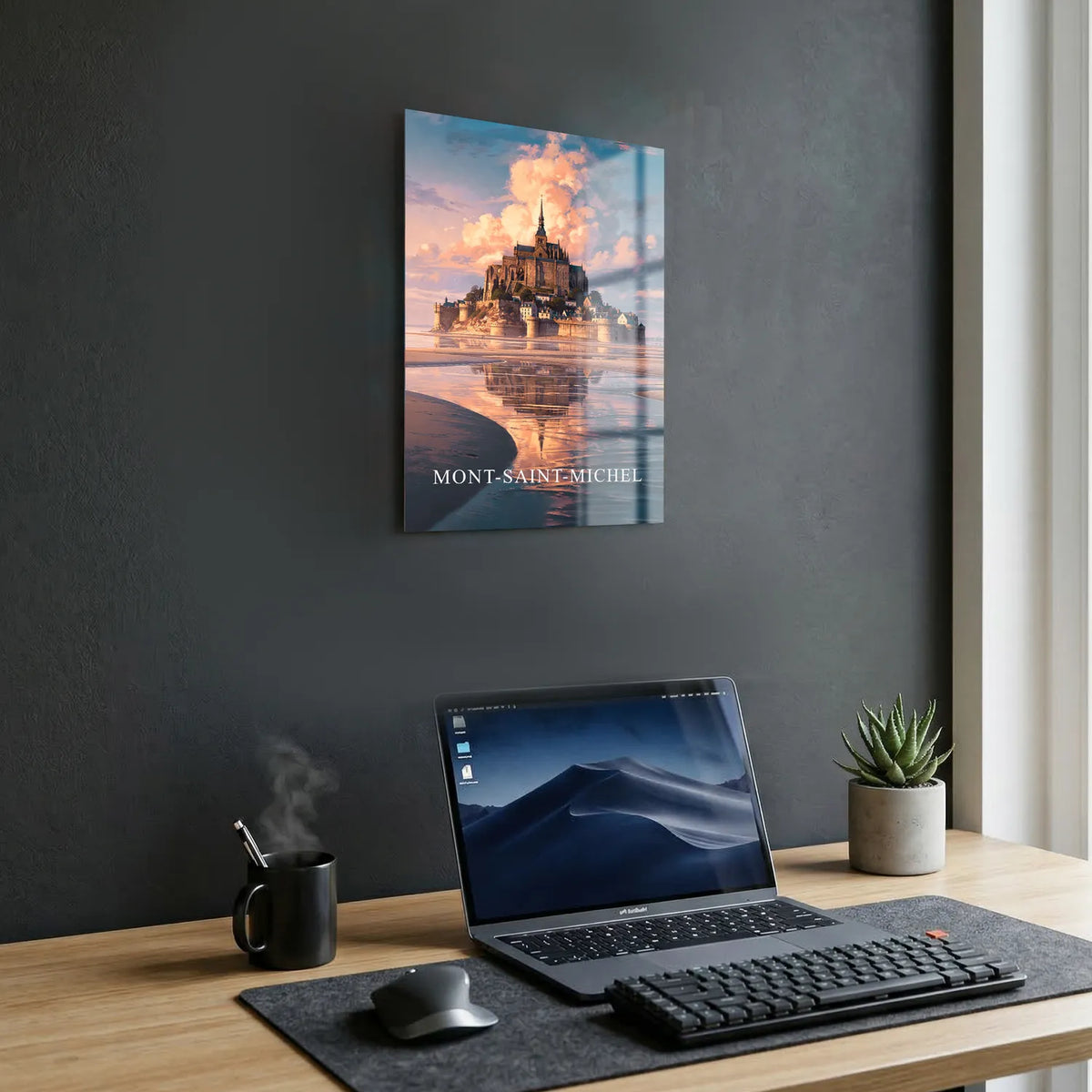 Tableau Le Mont-Saint-Michel - Illustration | en Métal Format A3
