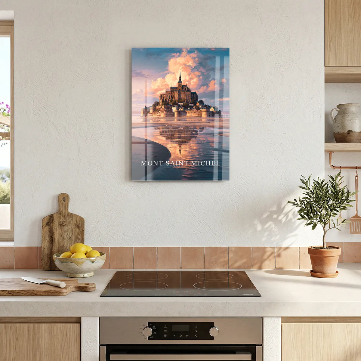 Tableau Le Mont-Saint-Michel - Illustration | en Métal Format A3