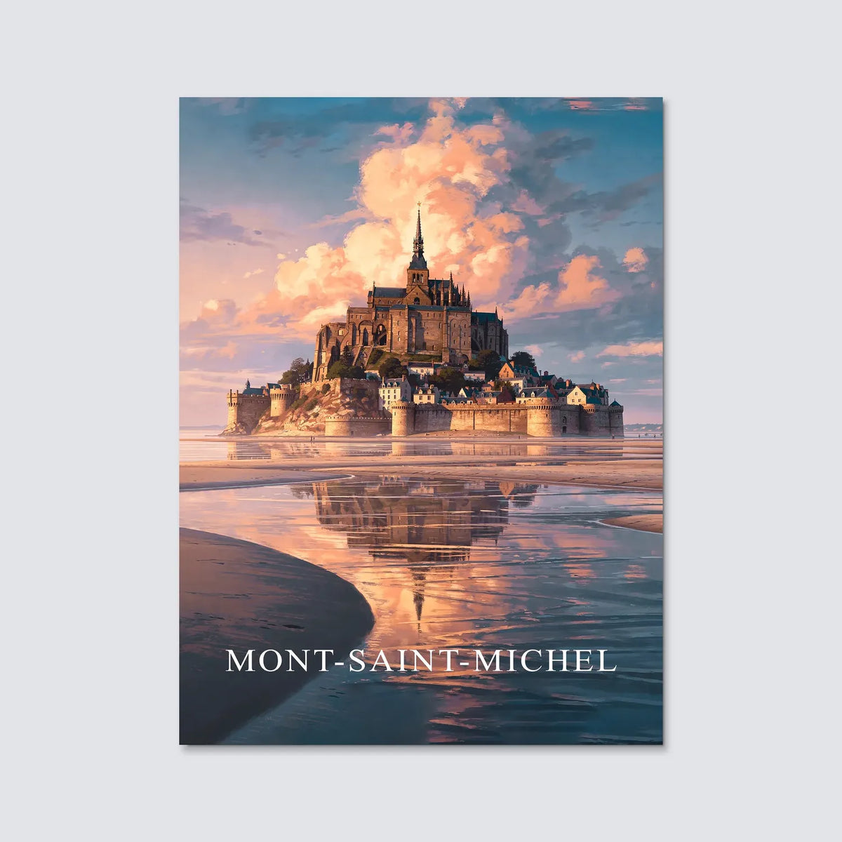Tableau Le Mont-Saint-Michel - Illustration | en Métal Format A3