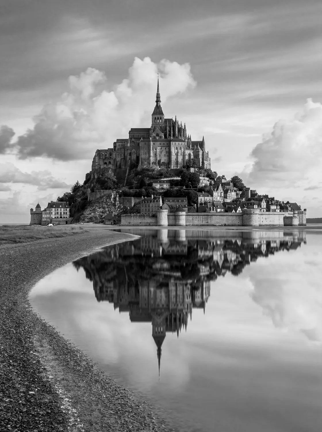 Tableau Le Mont-Saint-Michel N&B | en Métal Format A3