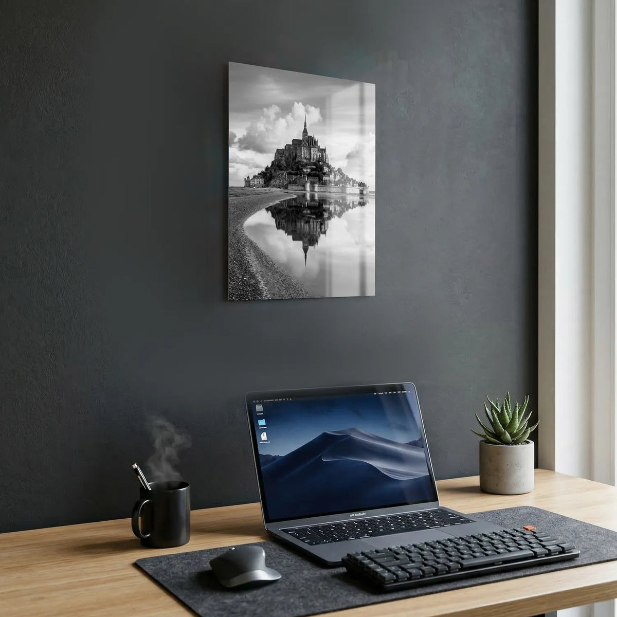 Tableau Le Mont-Saint-Michel N&B | en Métal Format A3