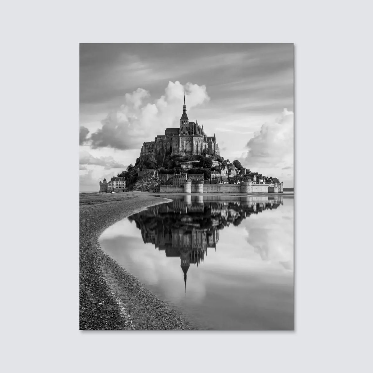 Tableau Le Mont-Saint-Michel N&B | en Métal Format A3