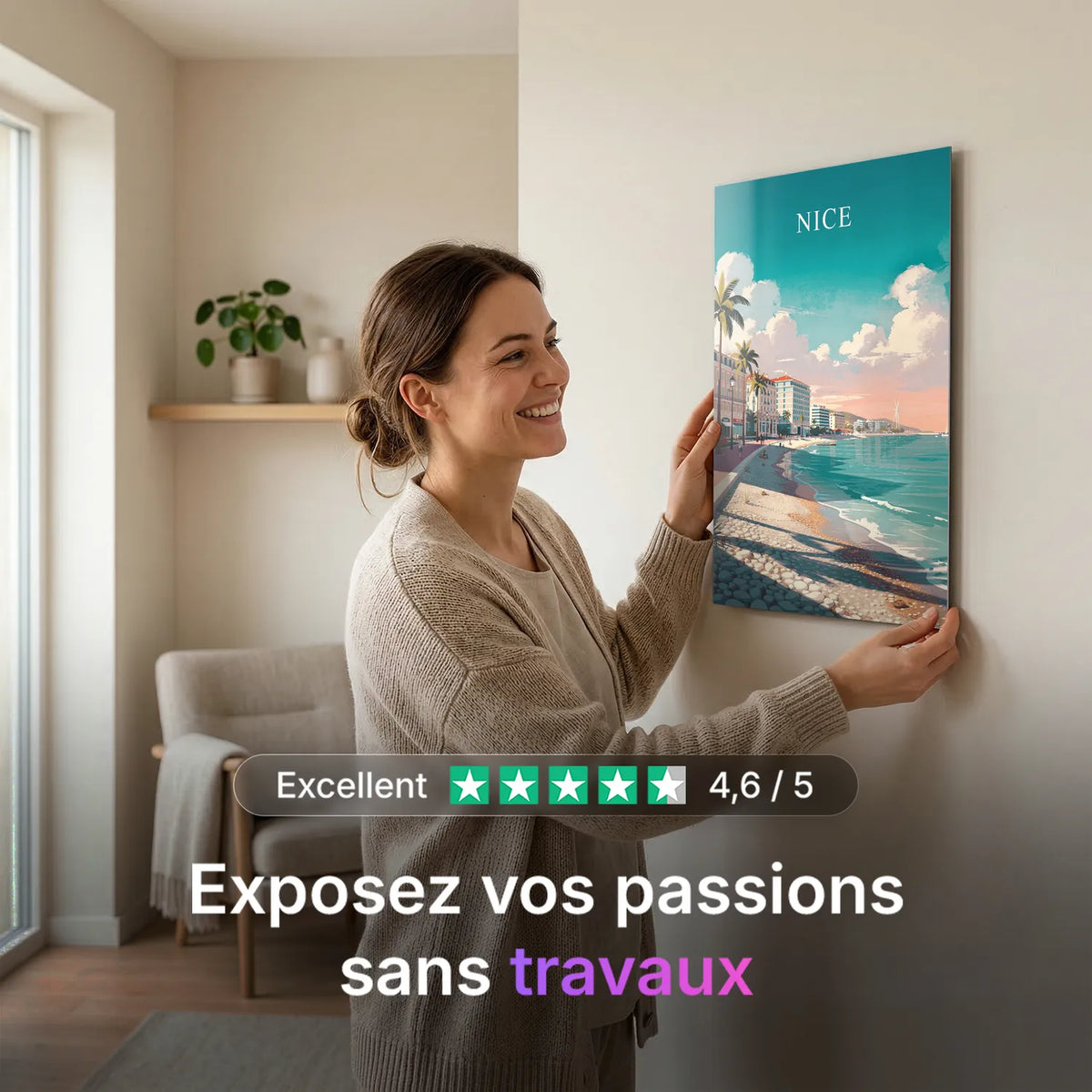 Tableau Nice - Illustration | en Métal Format A3