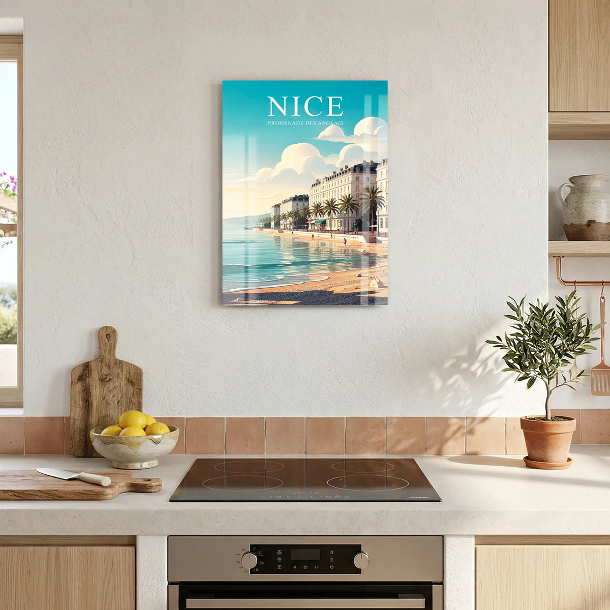 Tableau La Promenade des Anglais à Nice - Illustration | en Métal Format A3