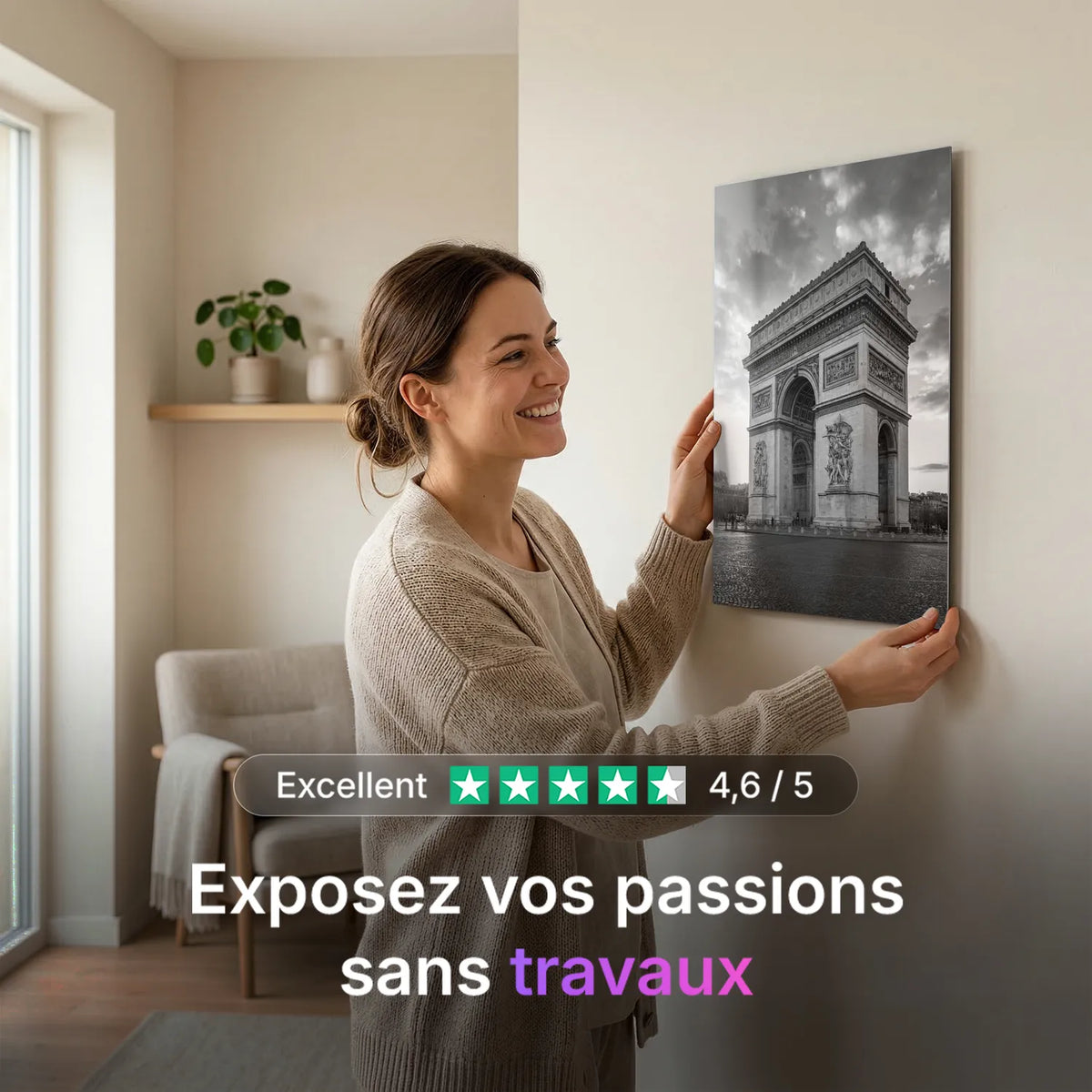 Tableau Champs-Élysées N&B | en Métal Format A3
