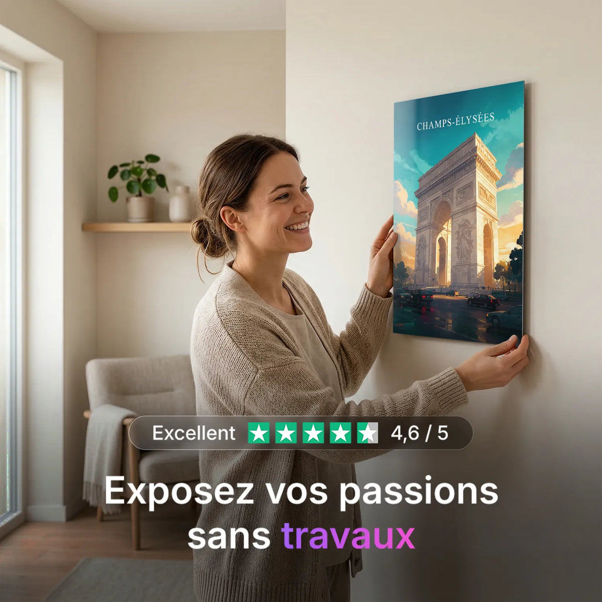 Tableau Champs-Élysées - Illustration | en Métal Format A3