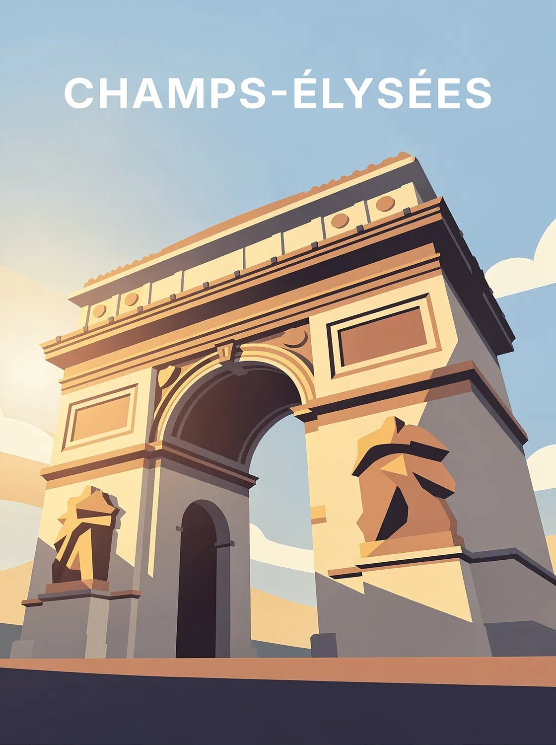 Tableau Aux Champs-Élysées - Illustration | en Métal Format A3