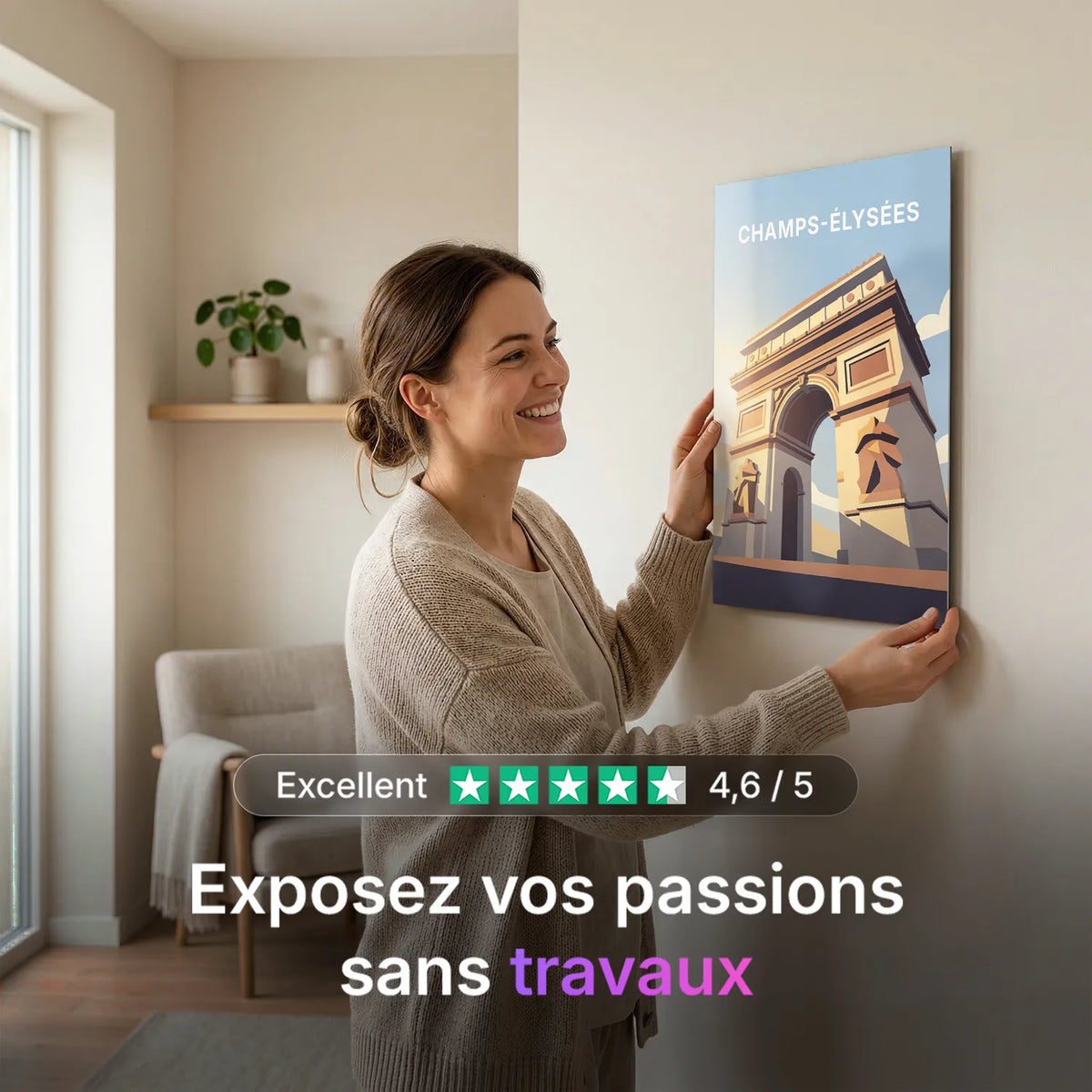 Tableau Aux Champs-Élysées - Illustration | en Métal Format A3