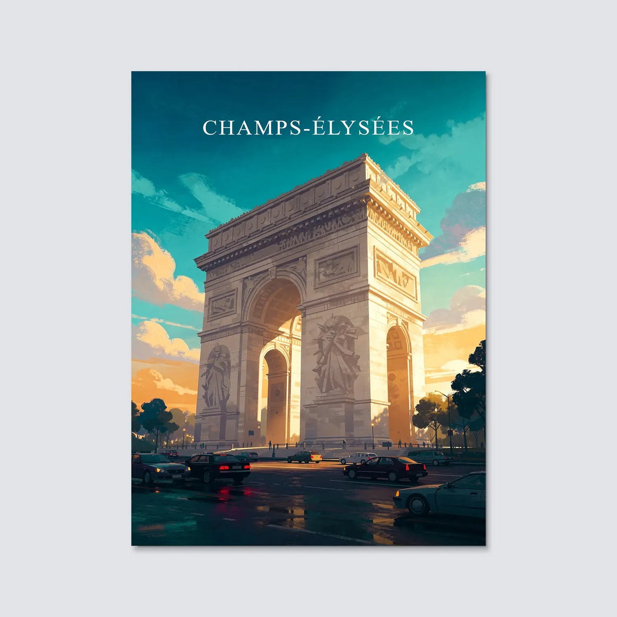 Tableau Champs-Élysées - Illustration | en Métal Format A3
