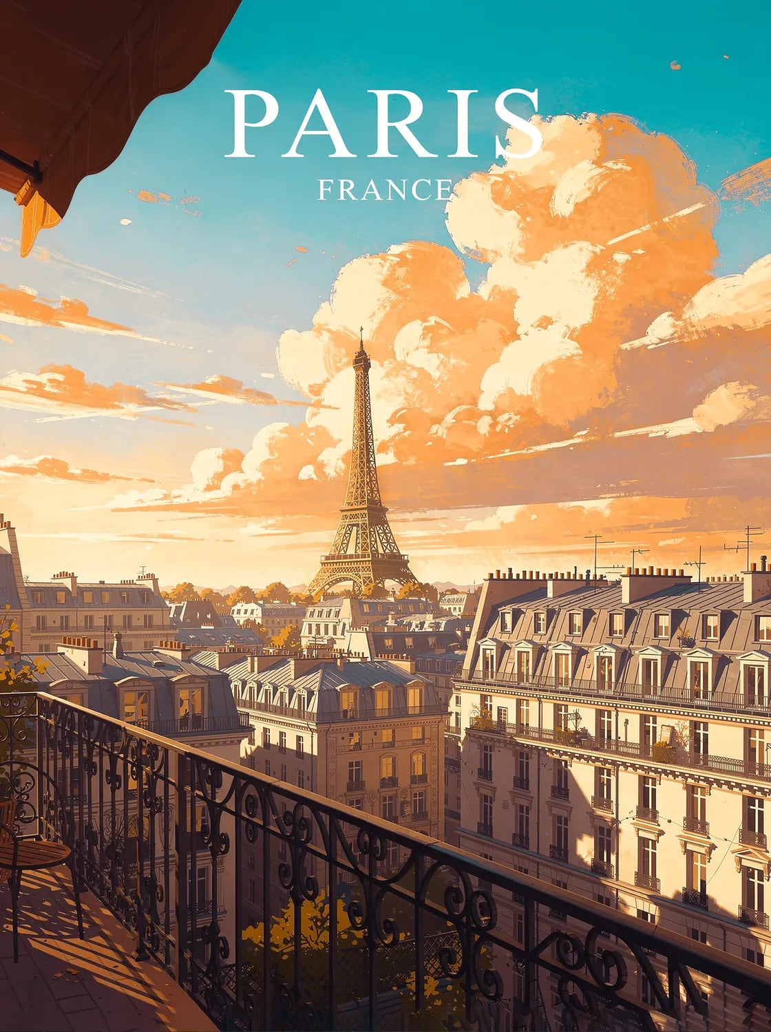 Tableau Toits de Paris - Illustration | en Métal Format A3
