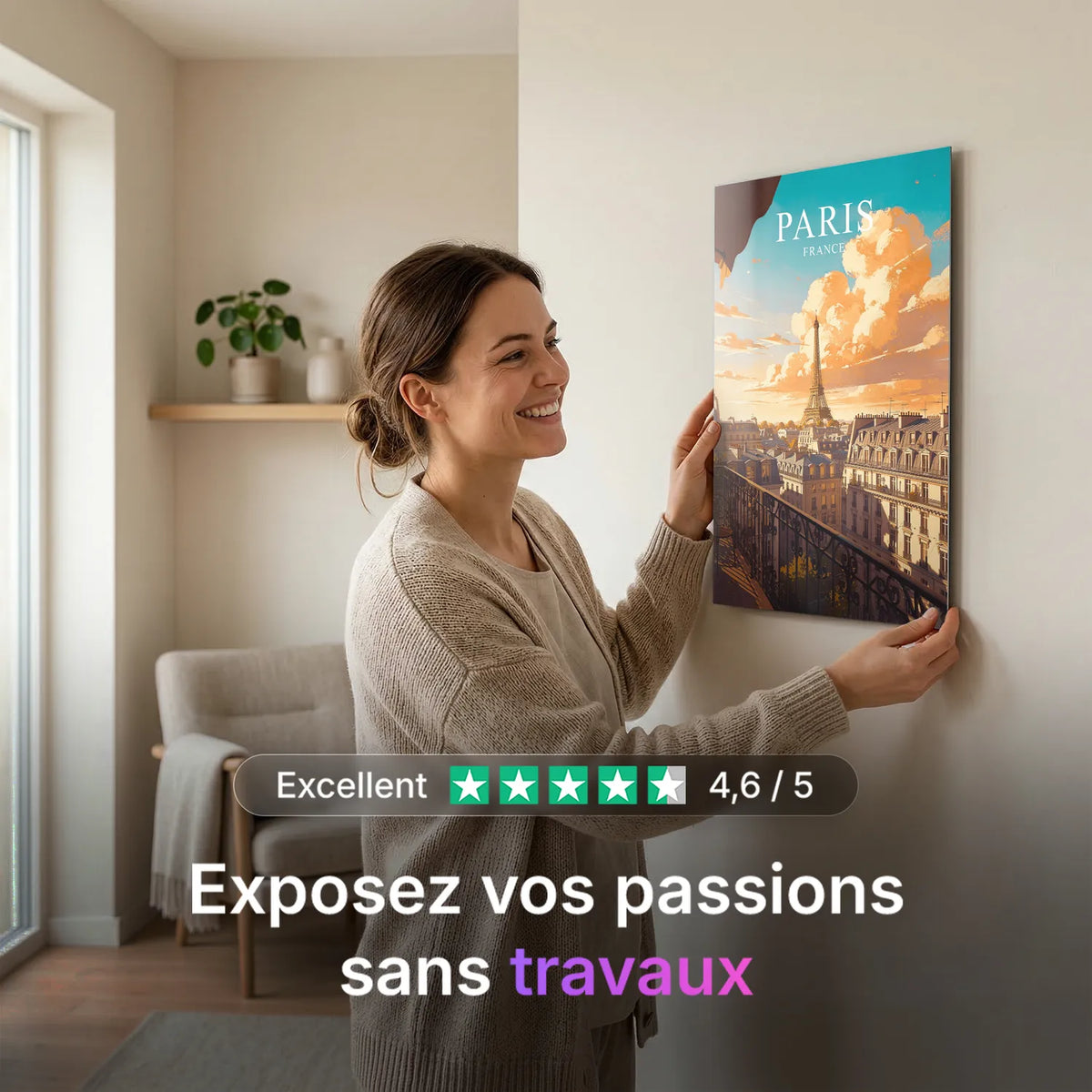 Tableau Toits de Paris - Illustration | en Métal Format A3