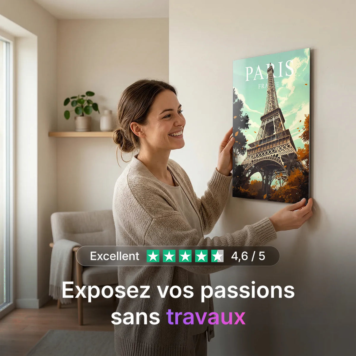 Tableau Paris en Automne - Illustration | en Métal Format A3