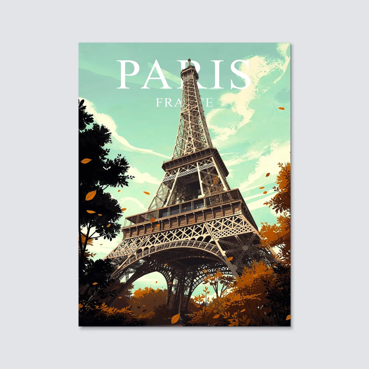 Tableau Paris en Automne - Illustration | en Métal Format A3