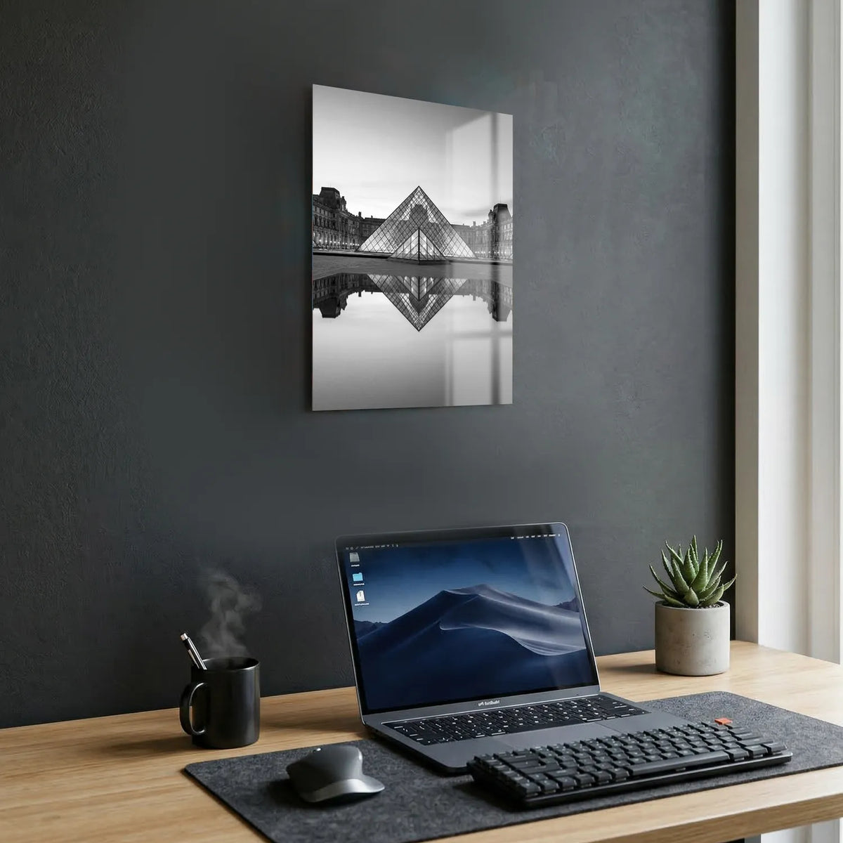 Tableau Le Louvre N&B | en Métal Format A3