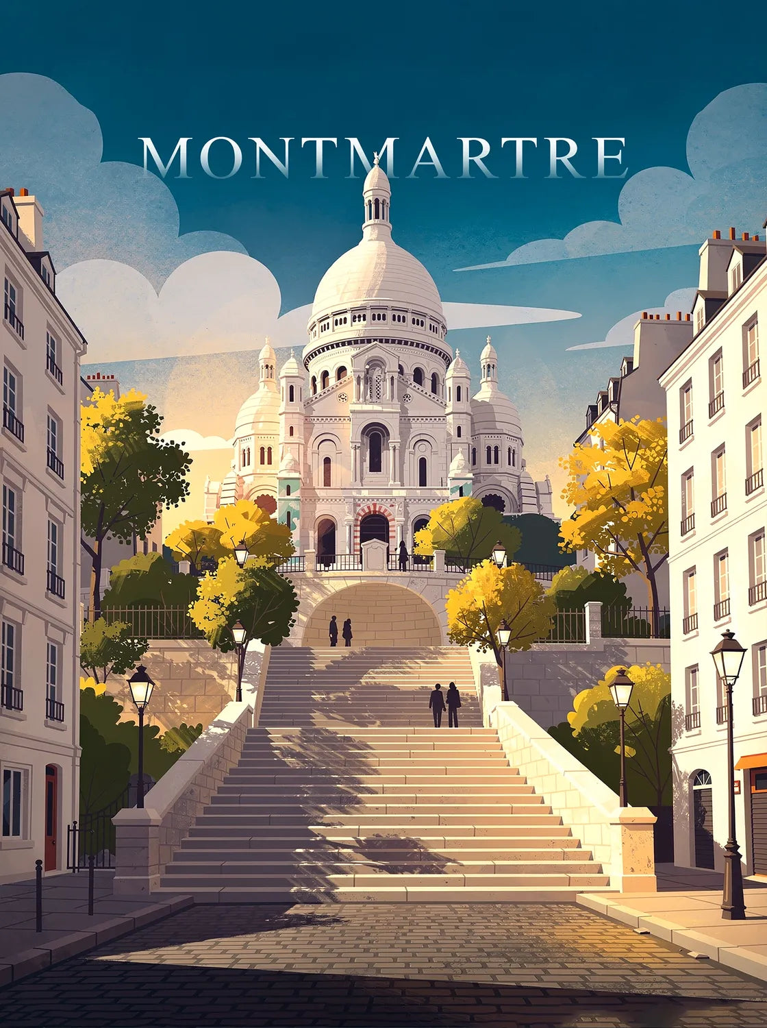 Tableau Montmartre - Illustration | en Métal Format A3