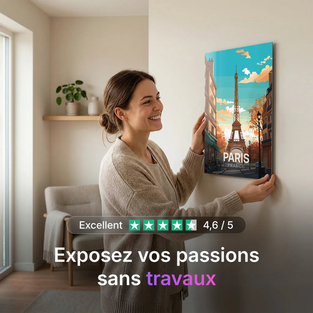 Tableau La Tour Eiffel - Illustration | en Métal Format A3