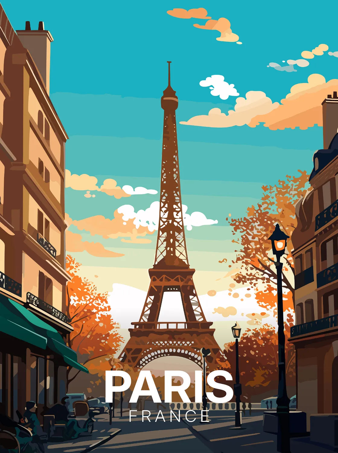 Tableau La Tour Eiffel - Illustration | en Métal Format A3