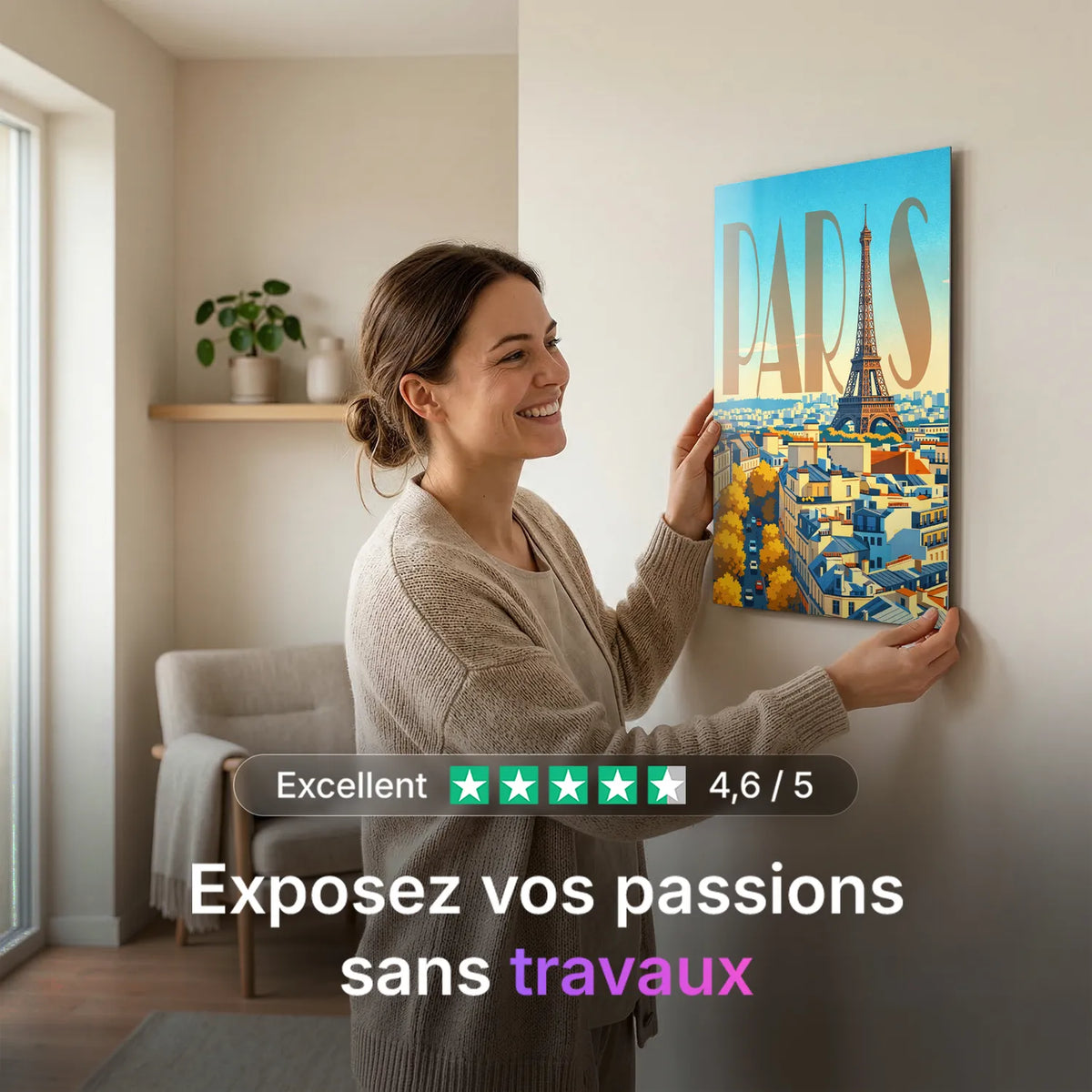 Tableau Paris - Illustration | en Métal Format A3
