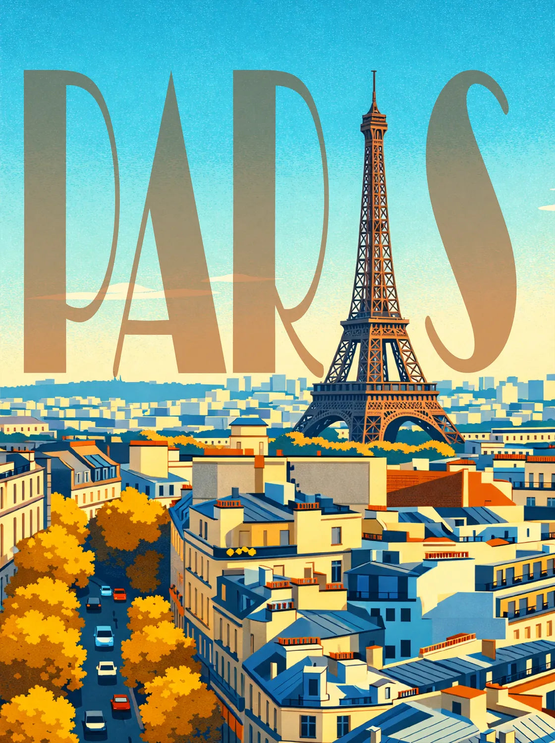 Tableau Paris - Illustration | en Métal Format A3