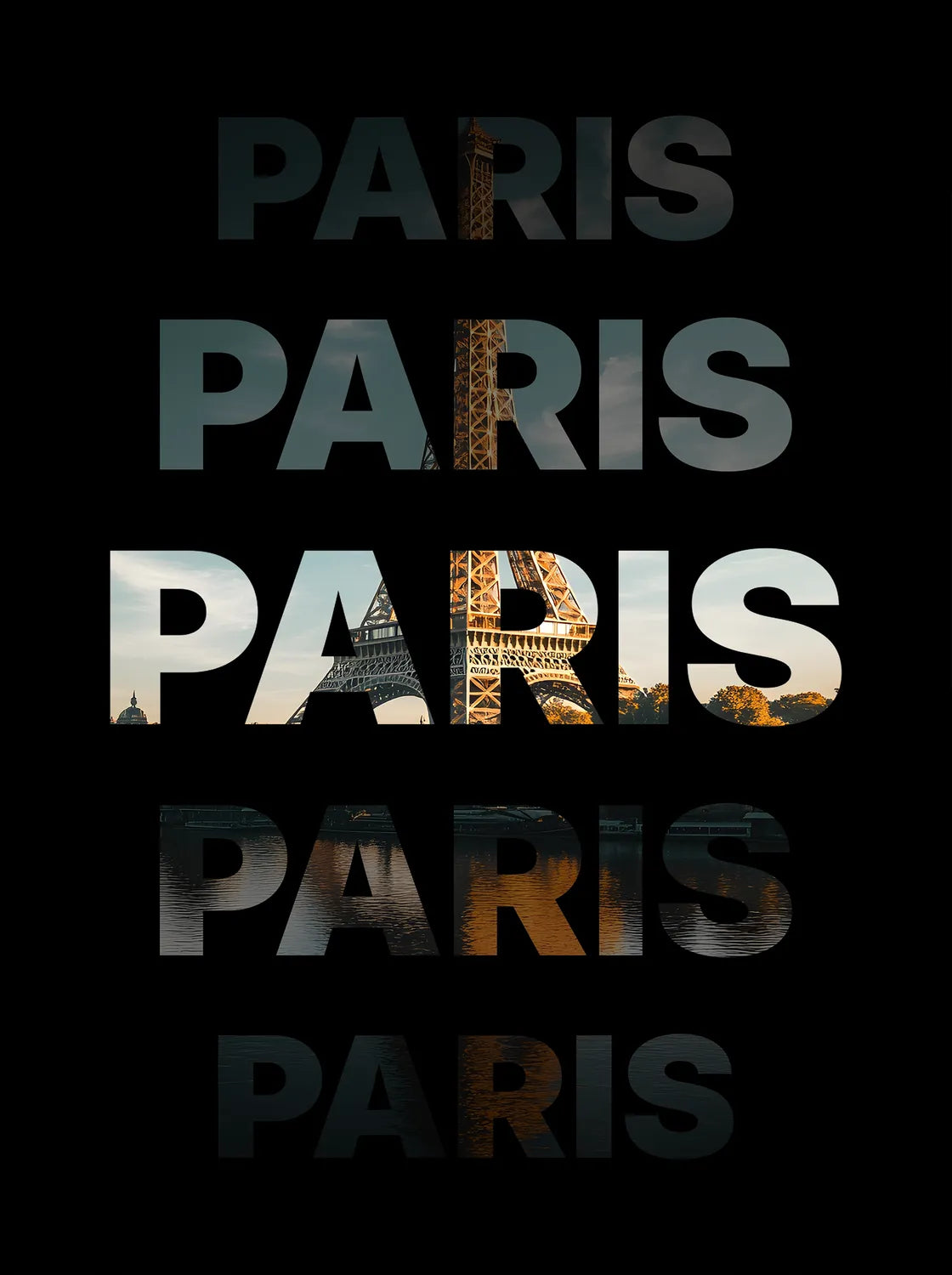 Tableau Paris Ville Lumière - Illustration | en Métal Format A3
