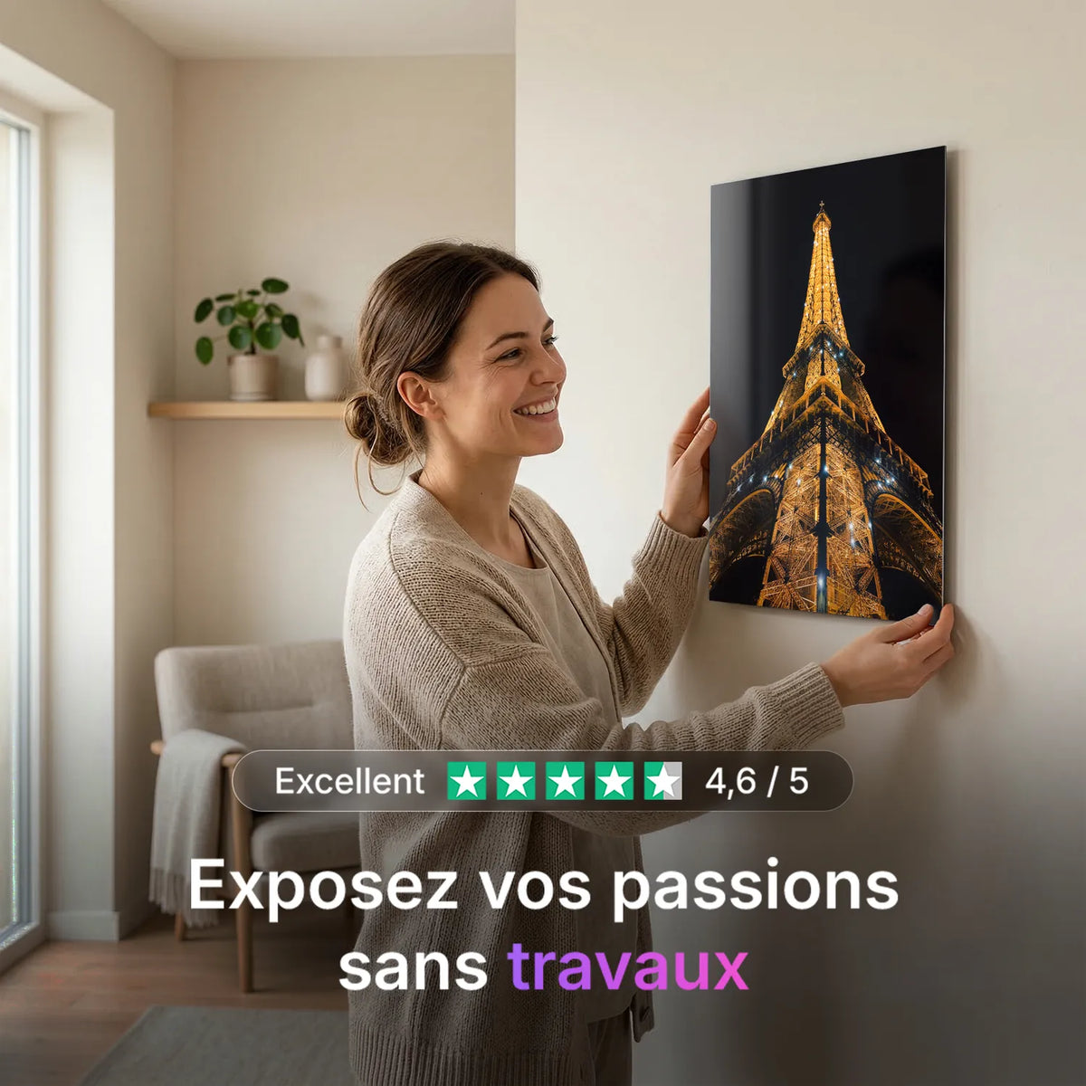 Tableau Tour Eiffel - Emblème de la France | en Métal Format A3
