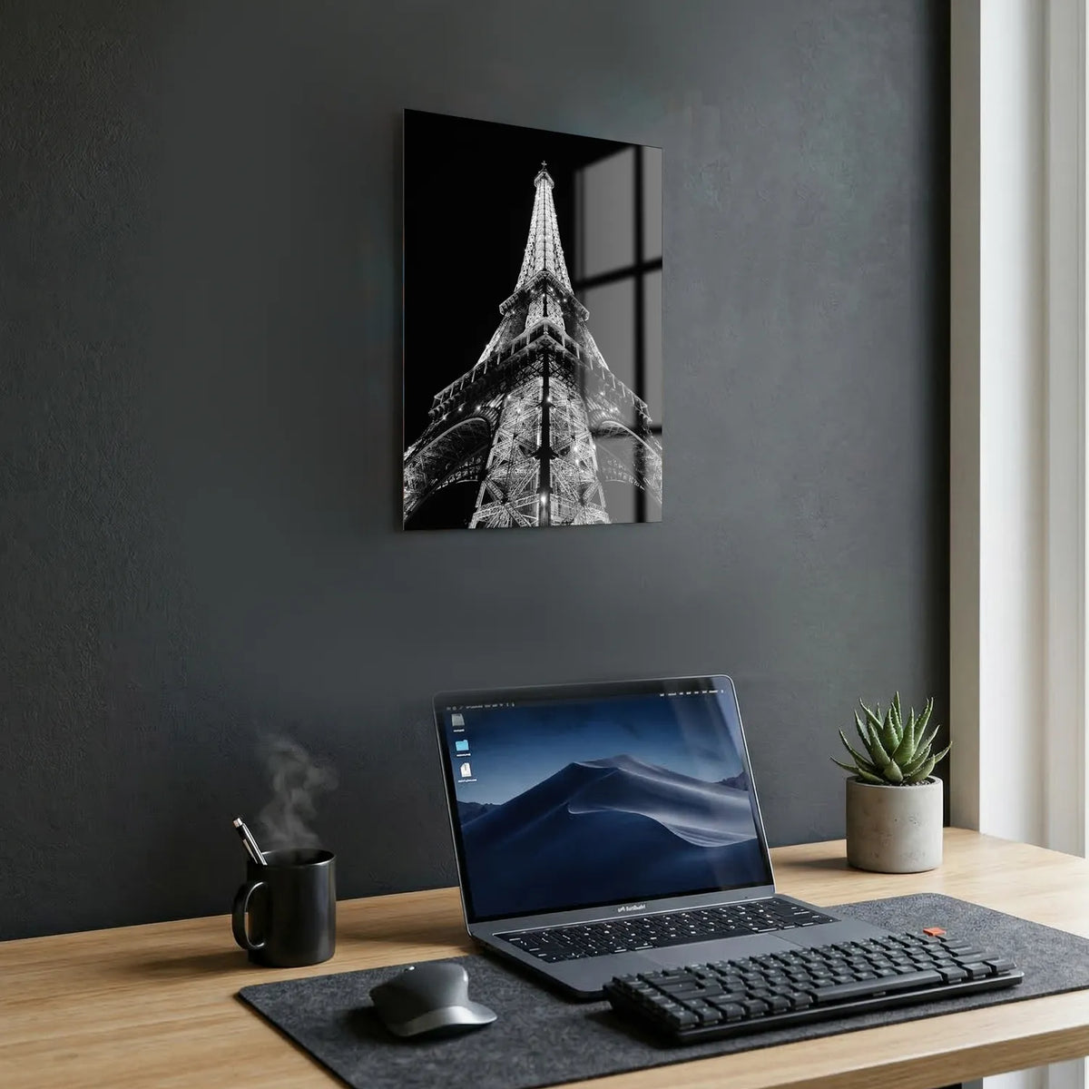 Tableau Tour Eiffel - Emblème de la France N&B | en Métal Format A3