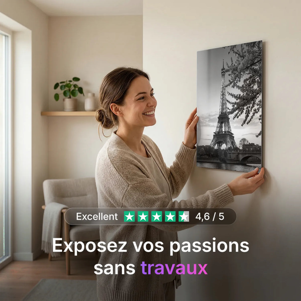 Tableau Paris N&B | en Métal Format A3