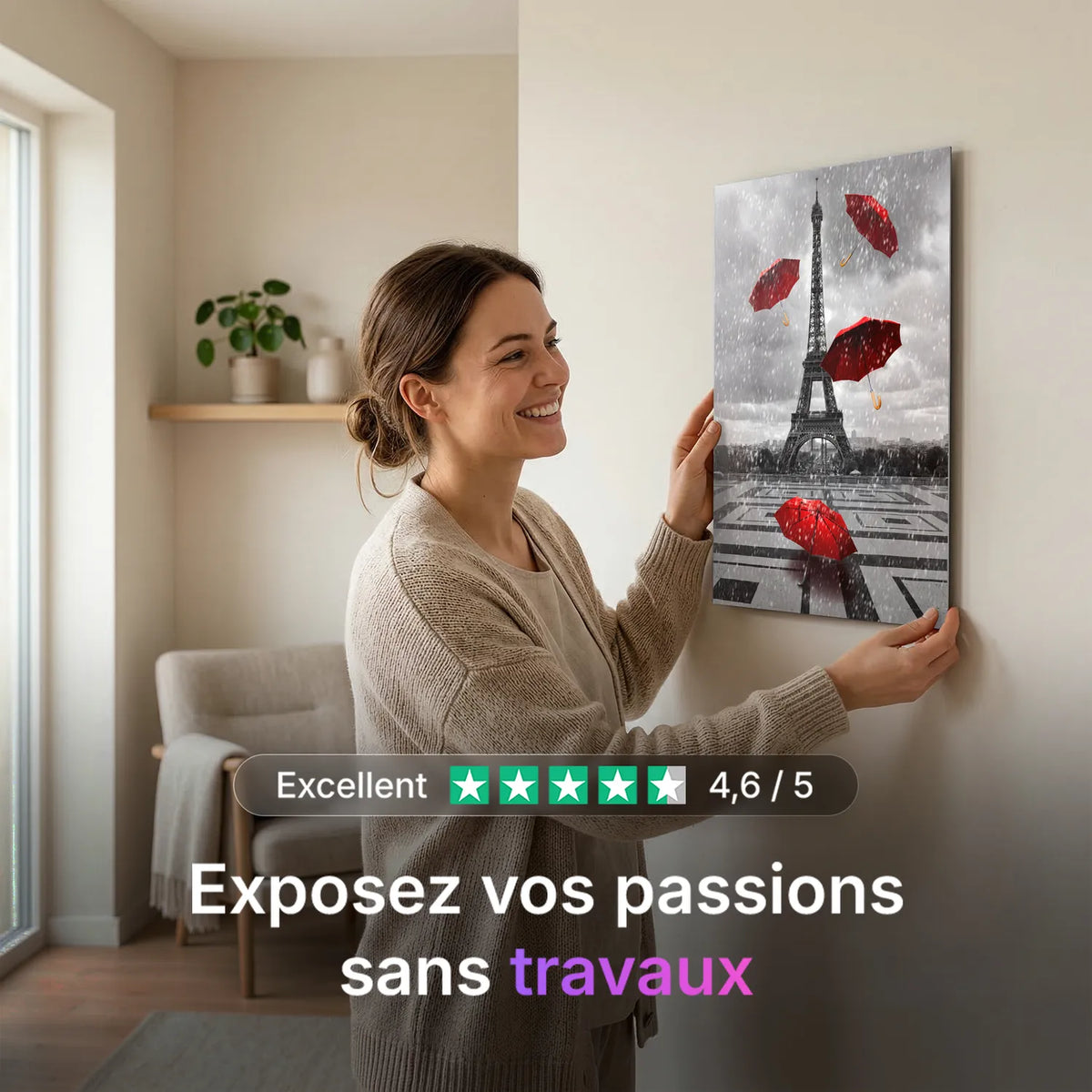 Tableau Paris sous la pluie | en Métal Format A3