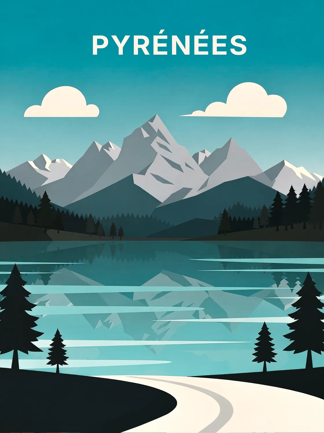 Tableau Pyrénées-Orientales - Illustration | en Métal Format A3