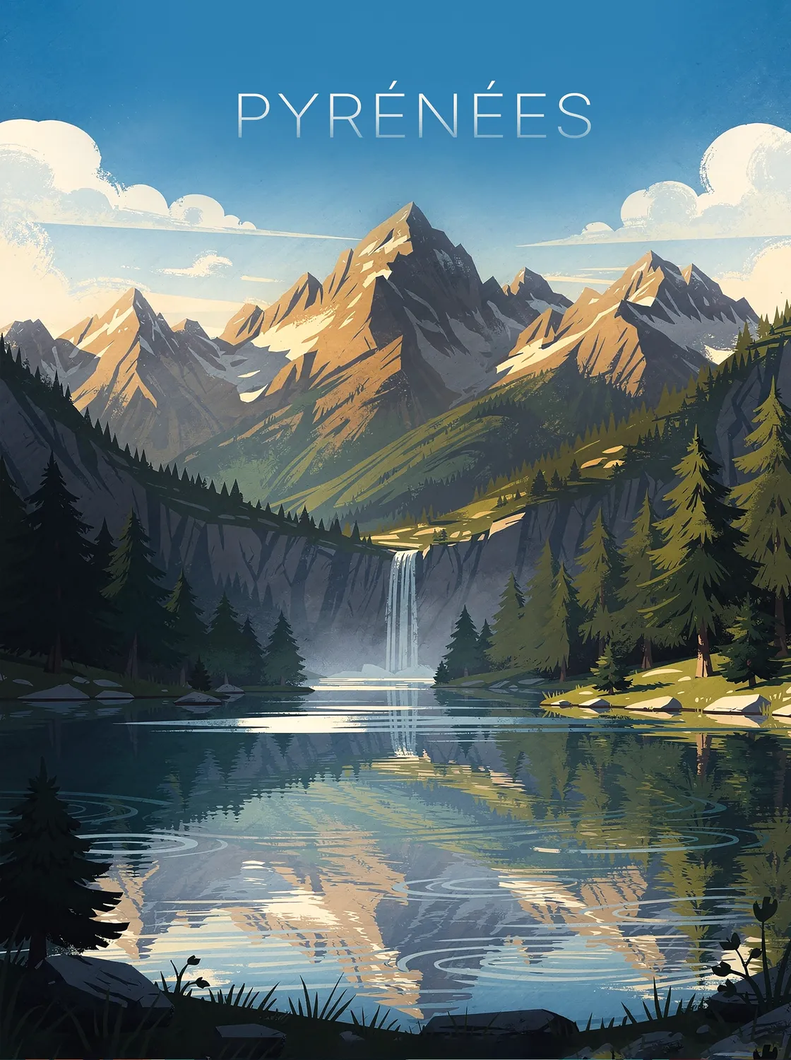 Tableau Les Pyrénées-Orientales - Illustration | en Métal Format A3