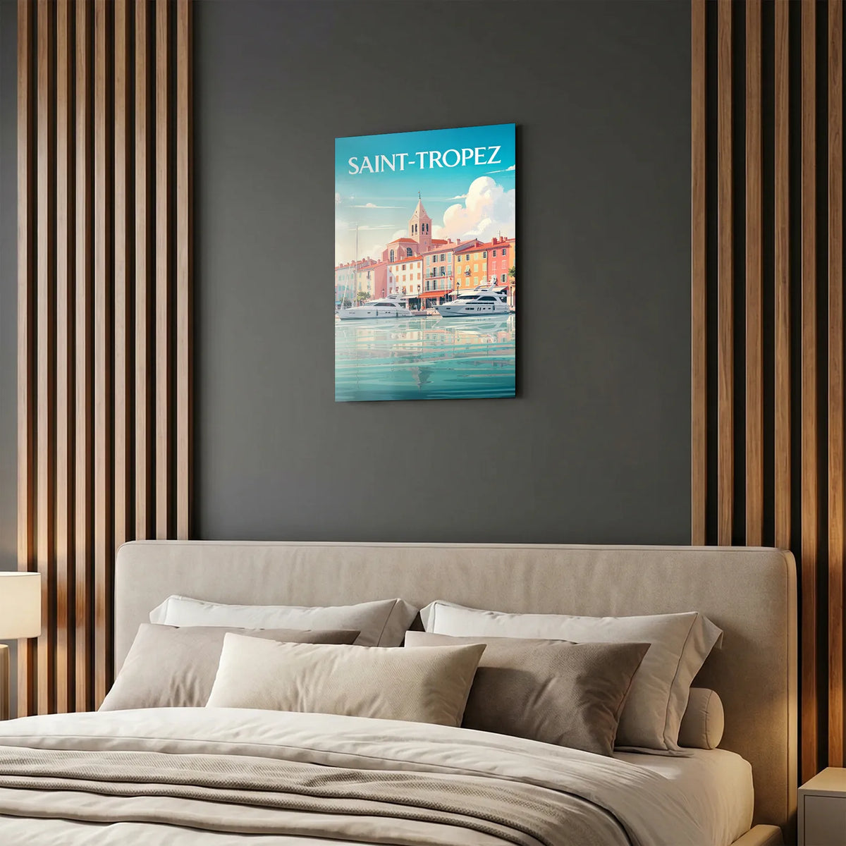 Tableau Saint-Tropez - Illustration | en Métal Format A3
