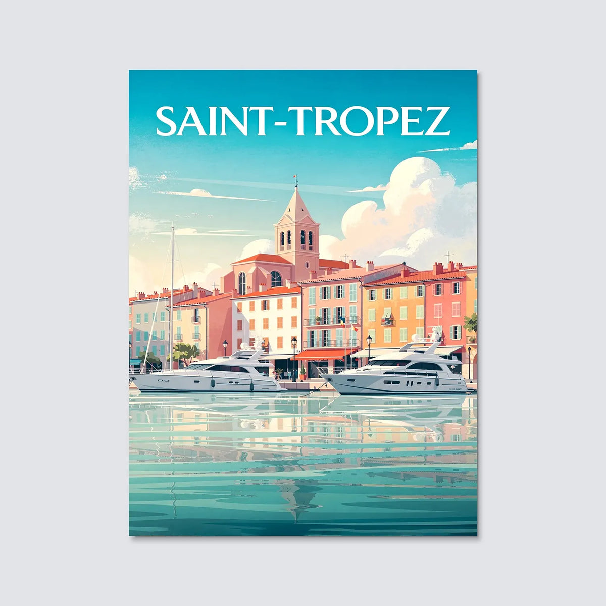 Tableau Saint-Tropez - Illustration | en Métal Format A3