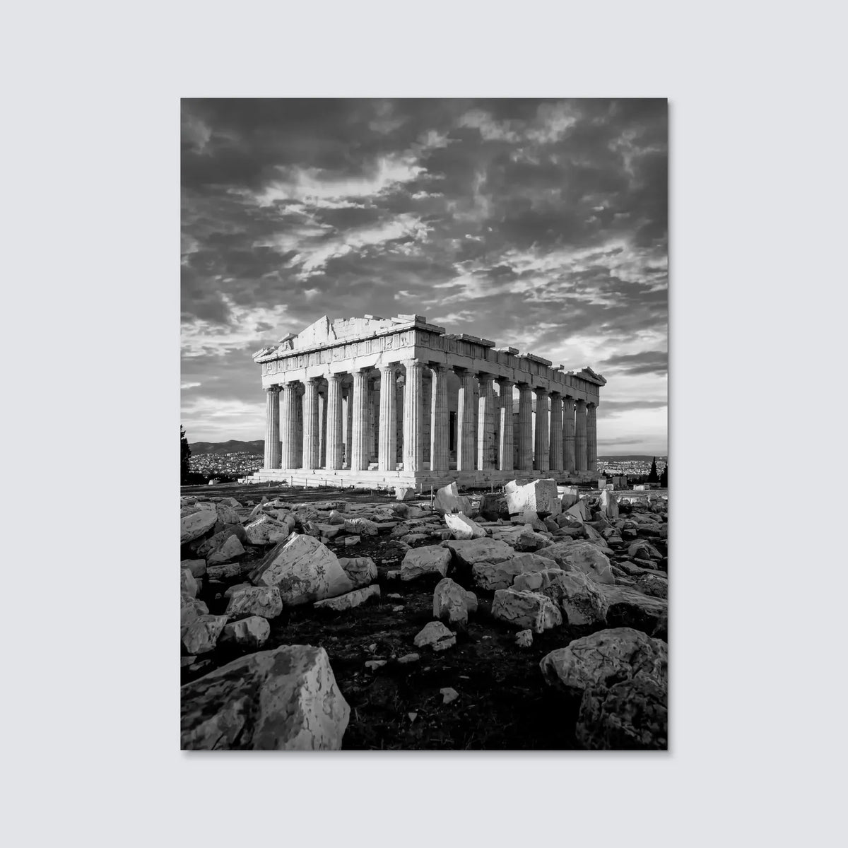 Tableau L'Acropole d'Athènes N&B | en Métal Format A3