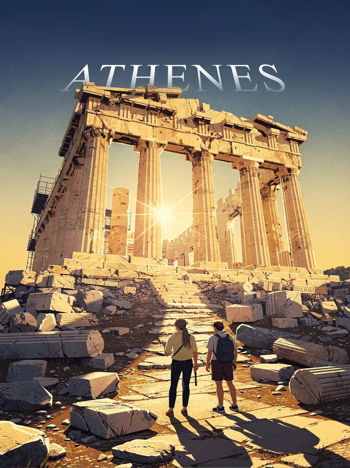 Tableau Acropole d'Athènes - Illustration | en Métal Format A3