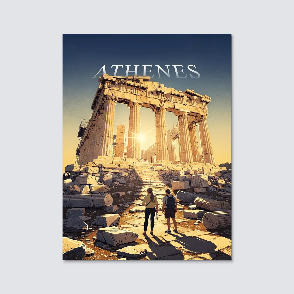 Tableau Acropole d'Athènes - Illustration | en Métal Format A3