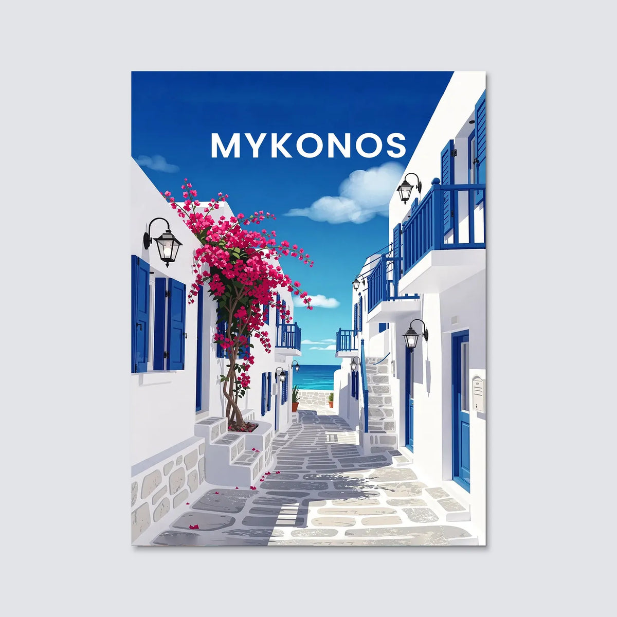 Tableau Mykonos - Illustration | en Métal Format A3