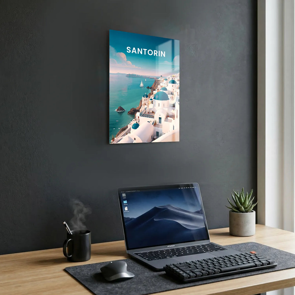 Tableau Santorin - Illustration | en Métal Format A3