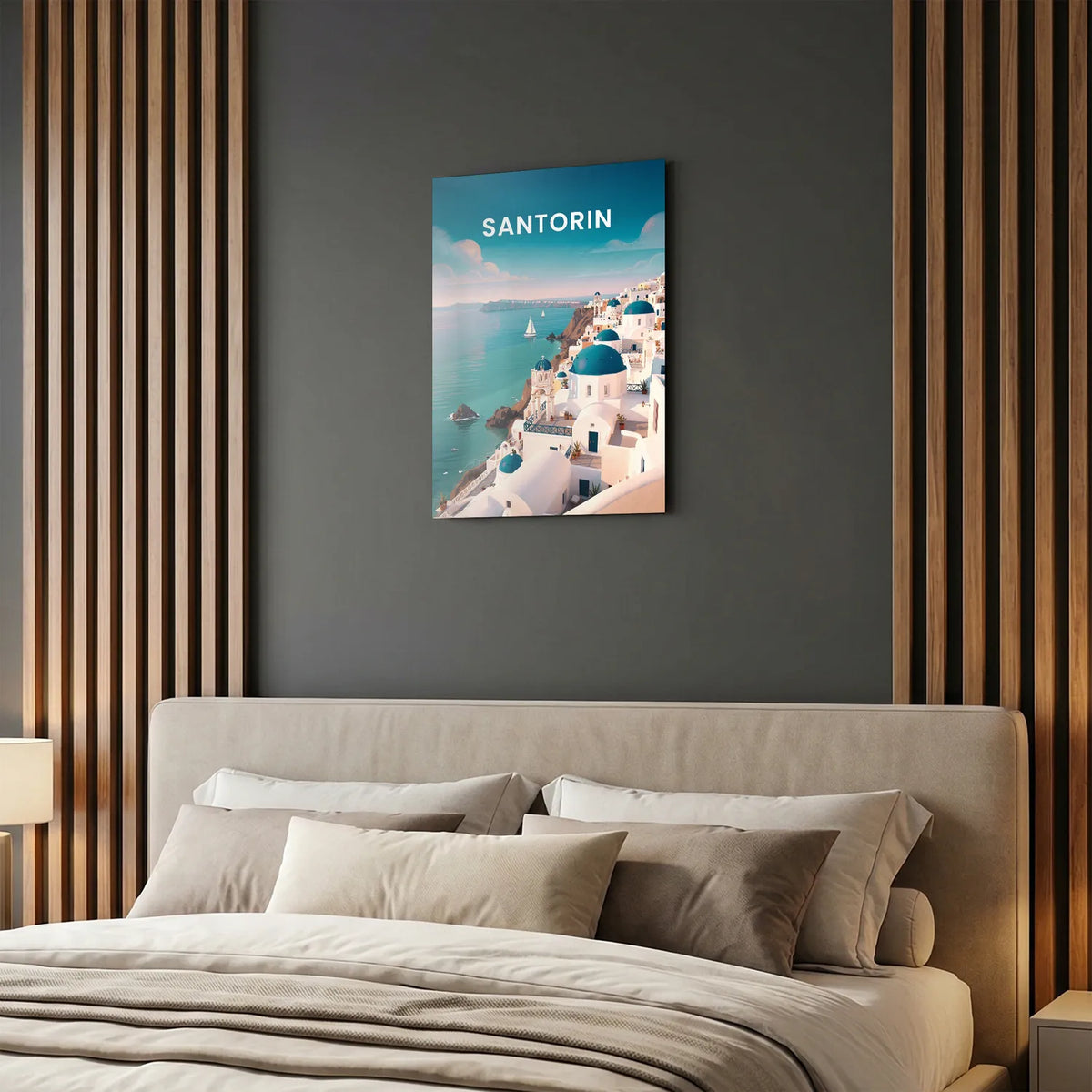 Tableau Santorin - Illustration | en Métal Format A3