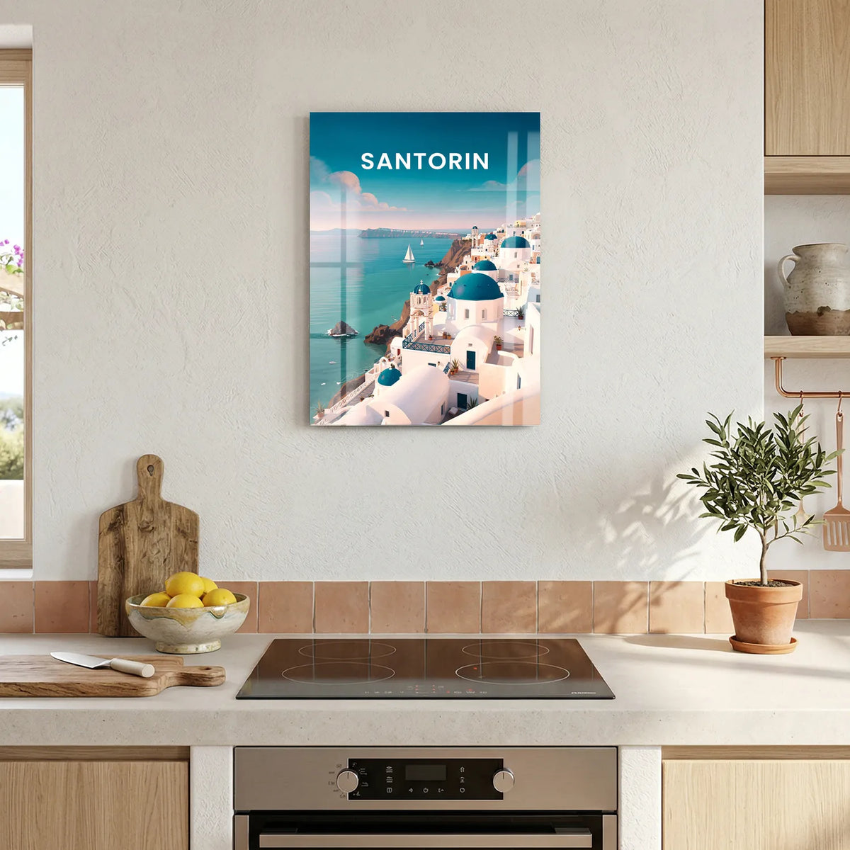 Tableau Santorin - Illustration | en Métal Format A3