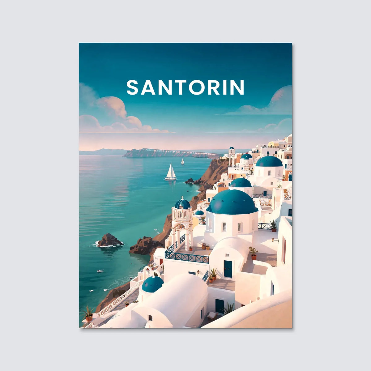 Tableau Santorin - Illustration | en Métal Format A3