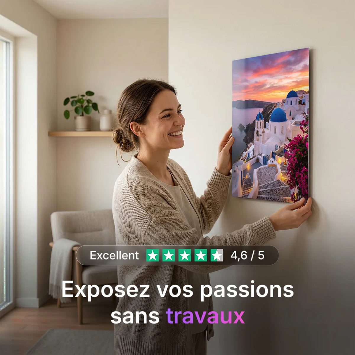 Tableau Santorin | en Métal Format A3