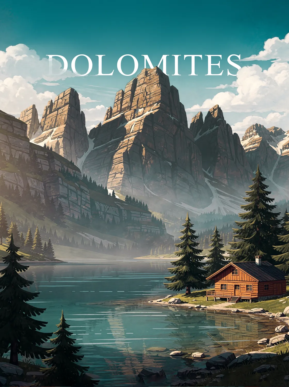 Tableau Les Dolomites - Illustration | en Métal Format A3