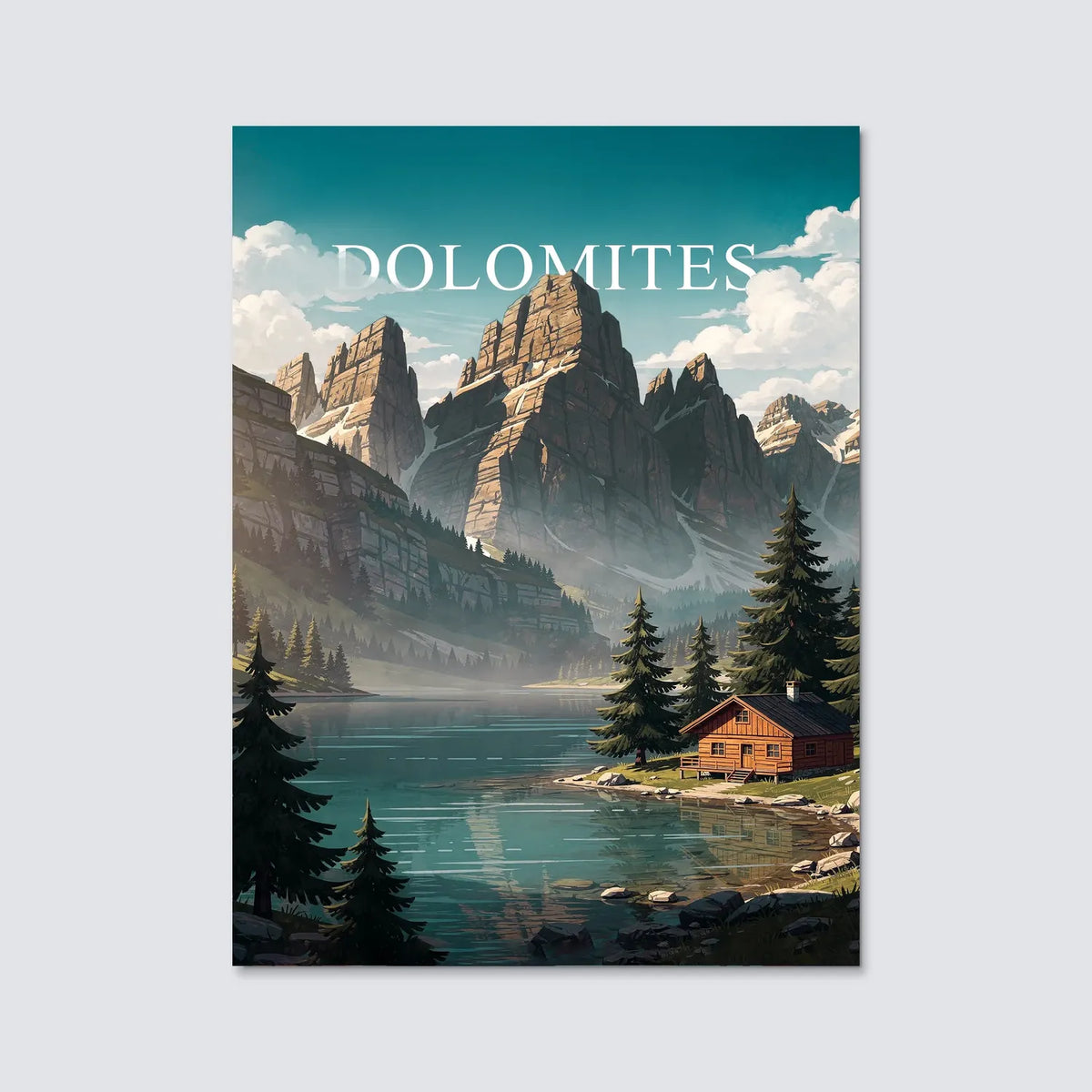 Tableau Les Dolomites - Illustration | en Métal Format A3